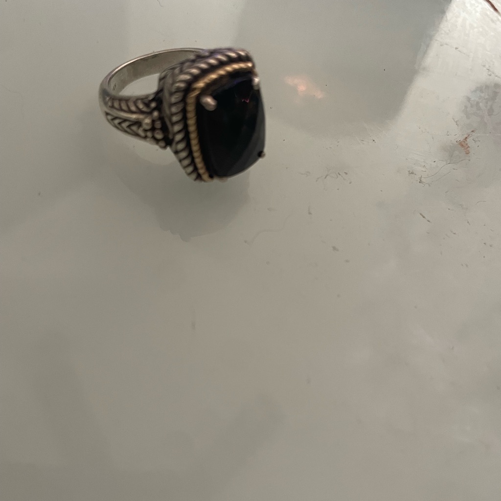 Silver And Black Women Vintage Sterling Silver Ring Associated With Art Nouveau